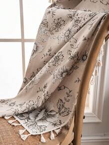 1 chiếc rèm cửa màu đen in hoa văn cổ điển trang nhã, có tua rua màu be, thích hợp cho nhà bếp, vách ngăn phòng, nhà ở, phòng ngủ, phòng học, phòng khách, ban công, sân thượng, phù hợp cho mọi mùa. - Hoa mẫu đơn đen - Xem 6