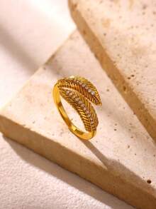 Classic Twist Chain Open Rings For Women Zirconia Geometric Twist Wrapped Couple Ring Wedding Aesthetic Jewelry ﻿ - Yellow Gold - View 13