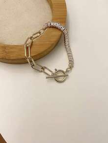1 đôi vòng tay thiết kế mắt xích thời trang thanh lịch, phù hợp cho phong cách đường phố, đám cưới, tiệc tùng của nữ giới. - Một chiếc vòng tay - Xem 3