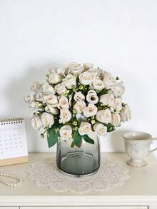 1PC Artificial Rose Bouquet, Home Dining Table Decoration, Photography Props, Outdoor Garden Wedding Decoration, Bride Holding Flower, Wrist Flower, Party Decoration, Valentine's Day Gift, New Year Decoration, Valentine's Day Gift, Birthday Graduation Gift - White - View 8