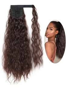 Accesorio para el cabello de mujer, peluca de cola de caballo sintética ondulada y larga, color marrón oscuro rizado - Multicolor - Ver 7