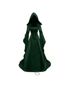 Luxury Witch Dress For Women Halloween Cosplay Costume Vintage Embroidery Gothic Renaissance Style - Green - View 11
