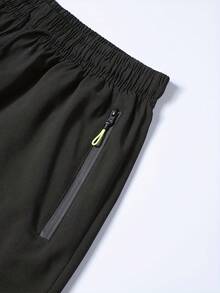 Plus Size Men's Shorts, Plus Size Sports Casual Shorts With Zipper Pockets And Drawstring Waist, Designed For Plus Size Men Black Summer - Black - View 4