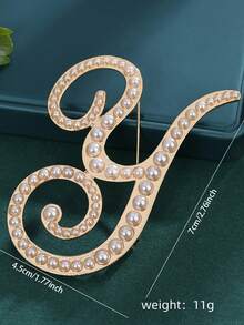 1pc Fashionable Creative Pearl A-Z English Letter Gold Brooch, Versatile Minimalist Accessory Pin For Men And Women - Gold - View 16