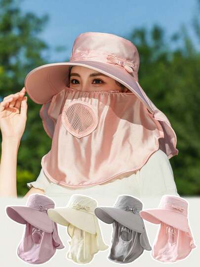 2026 Nuevo sombrero de sol de seda de hielo para mujer, protección facial, transpirable, versátil, sombrero de sol para jardinería al aire libre