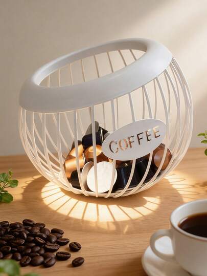 1 Stück INS Stil Kaffeekapsel Halter, Kaffeekapsel Aufbewahrungsregal mit großer Kapazität, geeignet für Theke, Kaffee Bar Zubehör und Station Lagerung, Kapsel Aufbewahrung (Weiß/Gold/Schwarz)