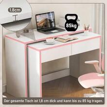 Shelf Desk + Chest Of Drawers - 2 In 1 Compact, Extendable Desk, All 1.8 Cm Thick Wooden Tabletop, With Casters For A Flexible And Foldable Combination. - View 3