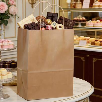 100 adet Kraft Kağıt Torba, Gıda Ambalajı, Pişirme, Kurabiye, Düğün ve Doğum Günü Hediyeleri İçin Uygundur