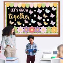 Spring Bulletin Board Set Spring Butterfly Classroom Decoration Set Butterfly Flowers Cutouts Colorful Floral Decor For School Teacher Classroom Nursery Chalkboard Spring Door Wall Decor - Colorful - View 6
