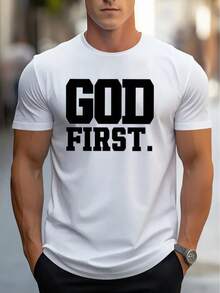 Camiseta de Hombre Cómoda Cuello Redondo Casual Algodón Mangas Cortas Suave Transpirable Top Ropa de Hombre Camiseta Verano Primavera Ropa de Calle Tela de Algodón Impresión de Letras a la Moda - Blanco - Ver 2