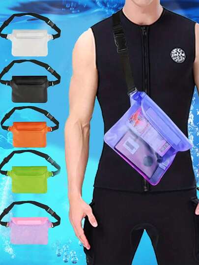 Waterproof Waist Bag, Swimming Diving Bag, Portable Waterproof Bag With Belt, Plastic Waterproof Phone Pouch, Keep Phone And Valuables Dry, PVC Waist Bag Shoulder Bag, Suitable For Outdoor Fishing, Kayaking, Snorkeling, Sailing, Beach, Swimming Pool, Water Park, Unisex, Women Phone Case, Wallet, Summer Travel, Sports Travel Bag, Fitness Travel Bag, Women Travel Bag, Essential Durable Swimming Waterproof Bag, Beach Bag For Swimming