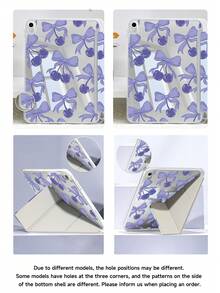 Ốp bảo vệ hai mặt bằng acrylic trong suốt hình nơ tím và quả anh đào, tương thích với iPad thế hệ thứ 10 (10.2 inch/Mini6/Mini7/9.7 inch), Galaxy Tab A8 8.7 inch (3+Y), có thể gập lại và chống cong vênh, tương thích với Kindle Paperwhite thế hệ thứ 12 (2024), các góc được gia cố bằng silicon, chức năng tự động bật/tắt màn hình, món quà tuyệt vời. - Nhiều màu - Xem 8