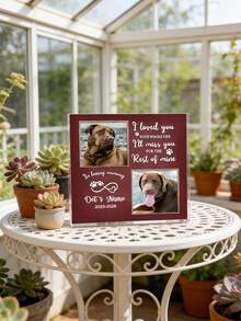 1pc Custom Photos & Text Pet Memorial Acrylic Plaque – Personalized Dog/Cat Remembrance Keepsake With Dual Pet Photos, Name & Dates | Sympathy Gift For Pet Owners, Dog Lovers & Cat Parents | Home Shelf Decor & Pet Memory Display - Multicolor - View 8