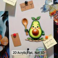 1pc Cute Cartoon Avocado 2D Acrylic Refrigerator Magnet, Kitchen Decor, Vibrant Design, Suitable For Kitchen, Dining Room, Refrigerator Decoration To Add A Warm Atmosphere. - C - View 7