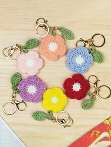 1/8个精致手工编织吊坠ins小花钥匙扣，创意情侣包包装饰，独特精品学生包包装饰，摊位小商品，适合作为返校礼物、母亲节礼物、情人节礼物、儿童节礼物 - 多色A - 查看 2