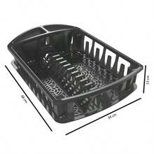 Torosqui Escurridor de Platos 1 Nivel Compacto Organizador con Porta Cubiertos Integrado Ahorra Espacio Plástico Resistente Fácil de Limpiar y Secado Rápido para Cocina Ordenada Gris Oxford - Oxford - Ver 4