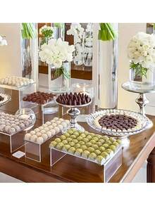 5件套透明亚克力U型展示架 - 可重复使用的纸杯蛋糕架，适用于甜点、珠宝、婚礼自助餐和派对用品。坚固耐用，可调节高度，易于组装。 - 無色 - 查看 3