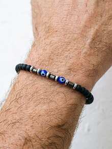 diffone Vòng tay thủ công thời trang đính hạt đá 4mm hình mắt quỷ dành cho nam giới, trang sức đeo tay. - Vòng tay mắt 4mm - Xem 4