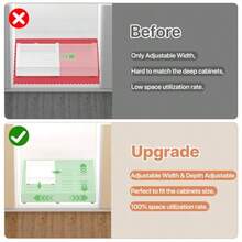 Paquete de 2 organizadores de gabinetes extraíbles ancho 10-15 pulgadas de profundidad (16-24 pulgadas) con 3 rieles deslizantes ajustables cajones extraíbles expandibles para gabinetes - Blanco - Ver 3