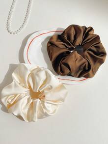 4件套女士纯色缎面简约发圈套装 - 彩色 - 查看 5