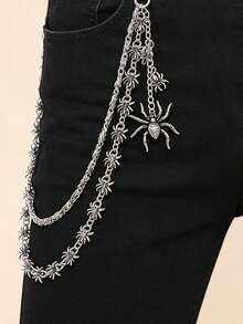 1 chiếc dây đeo eo hình nhện phong cách Punk cá nhân hóa, dây đeo quần phong cách Gothic tối màu dành cho dân chơi, trang sức cơ thể để đeo hàng ngày. - Bạc - Xem 1