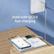 SZYSGSD Estación de carga inalámbrica rápida plegable 3 en 1 de 15W compatible con iPhone 16 15 14 13 12 11, 9 8 7 6 5, con fuente de alimentación USB - D27A Blanco - Ver 6