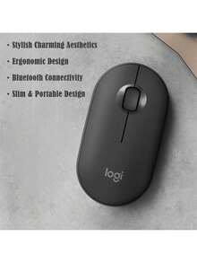 Logitech Mouse nirkabel, ultra tipis dan portabel, koneksi dual-mode Bluetooth/USB, cocok untuk laptop kantor, skema warna macaron bernuansa dopamin, klik senyap. - View 2