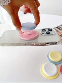1 pieza Soporte de anillo de teléfono de color macaron de acrílico - Super pegajoso, diseño redondo de color caramelo mate, adecuado para agarre de teléfono y soporte magnético de mujer - Ver 10