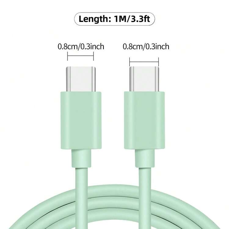 VOJCBKRE 3.3/6.6/9.8英尺 60W USB C 转 USB C 充电线，USB C 数据线兼容苹果设备充电，Type C 转 Type C 快速充电线兼容 16/16 Pro/16 Pro Max/16 Plus、Pro、Air5、Air（绿色） - 綠色 - 查看 4