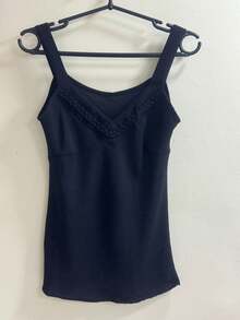 Tank Top With Braid In The Front. - 黑色 - 查看 3