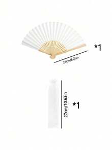 Elegant Folding Hand Fan Set, Includes Thank You Card And Gift Bag, Bride's Bamboo Hand Fan, Suitable As Bridesmaid Gift And Wedding Decor, Perfect For Parties, Events And Summer Accessories - White - View 9