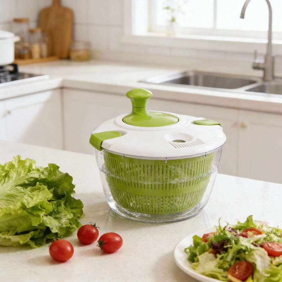 Manual Rotating Salad Spinner, Vegetable Dehydrator Basket, Home Fruit & Veggie Dryer Strainer