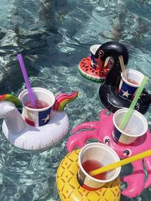 1pc Inflatable Drink Cup Holder, Swimming Pool Cup Holder, Inflatable Drink Coaster, Floating Coaster, Various Shaped Swimming Cup Holder, Water Floating Accessory, Suitable For Swimming Pool, Beach Resort, Party Gift, Pond Decor, Summer Swimming Pool Essential, Swimming Pool Accessory, Swimming Pool Party Supplies, Swimming Ring - 1 - View 8