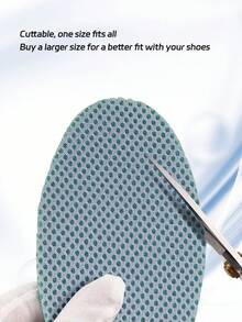 4pcs (2 Pairs) Green Sports Breathable Moisture-Wicking Full Insole, Massage Cushion, Trimable Foot Protection Pad, Suitable For Sports Shoes And Casual Shoes - 2 Pairs - Green - View 3