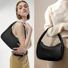 Túi Hobo da PU vân vải lychee RAINSMORE, túi đeo vai hình lưỡi liềm chống thấm nước với nhiều ngăn và ngăn chống trộm, túi đeo dưới cánh tay tối giản. - Nhiều màu - Xem 3