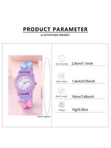 New Cartoon Butterfly Children's Watch, Quartz Electronic Watch With Colorful Numerals, Gift For Little Girls - Purple - View 3
