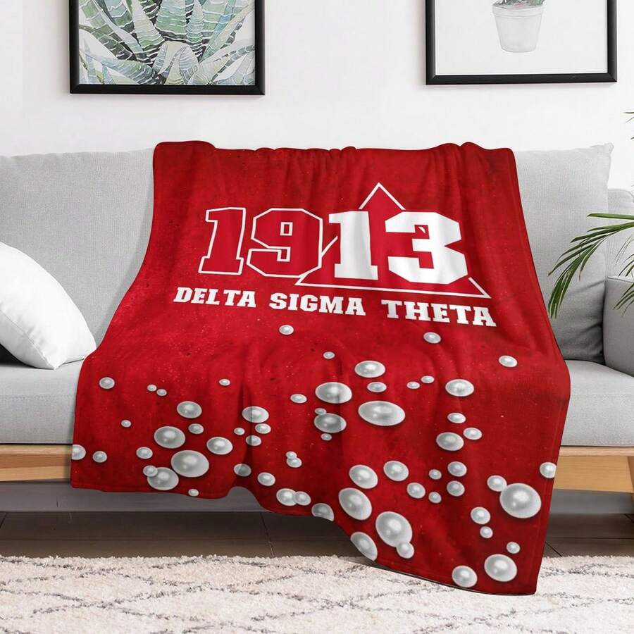 Red 1913 Delta Sigma Theta Blanket, Soft Lightweight Plush, Cozy Modern Classic Fleece Blanket For Couch Sofa Bed Decoration, Ideal Gift For Adults(MRN03231-11) - Kiểu 01 - Xem 1
