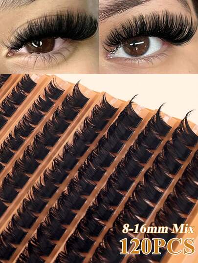 120pcs Individual False Eyelashes, DIY Eyelash Extension, Lightweight Soft Cluster Lashes Suitable For Daily Wear, Create 3D Volumized Eye Makeup Effect, Applicable For Home DIY, Travel, Commute, Party, Wedding Bride Makeup, Etc.