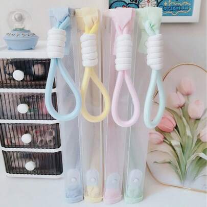 1 Stück A5 Makronen-farbiger transparenter Reißverschlussbeutel, Datei-Erweiterungstasche, Bürotasche mit großer Kapazität, Zufallsfarbe