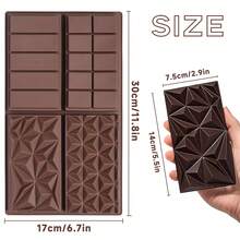 1 Set Geometric Decomposed Silicone Chocolate Bar Mold Set, Suitable For Homemade Chocolate Candy Snacks, Dark Dubai Pistachio Chocolate Bar Thick Silicone Mold, Large Candy Filling Mold, Brown - Multicolor - View 2