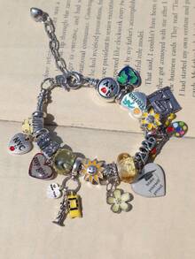 1 chiếc vòng tay kỷ niệm năm học mới/tốt nghiệp 2026, vòng tay hình trái tim với khẩu hiệu, vòng tay hoa hướng dương nhiều màu sắc, vòng tay yêu thiên nhiên và du lịch. - Bạc - Xem 8