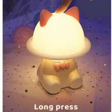 High Quality Cute LED Night Light, Rechargeable Silicone Cartoon Cat Design Adorable Animal Night Lamp - Multicolor - View 7