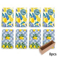 2/4/6pcs Dish Towel Set, Blue & White Porcelain And Lemon Print, Super Absorbent Microfiber Modern Dish Cloths, Cooking And Baking Tea Towels, Cleaning Rags, Hand Towels, Highly Soft And Absorbent, Kitchen Decor, Gifts For Neighbors, Mothers, Birthdays, Housewarming For Friends, Kitchen Essentials, Daily Necessities - Multicolor - View 12