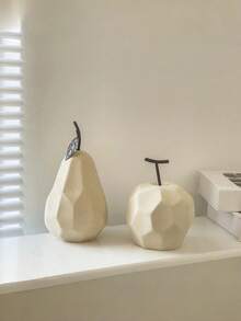 Esculturas de frutas em resina, decoração geométrica minimalista moderna, acessórios de decoração para casa, ideais para armários, festas, mesas de escritório, formatos de pera e maçã. - Vários estilos - Ver 3