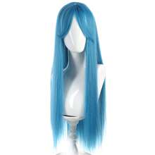 1 Piece Synthetic Heat-Resistant Straight Hair 28 Inch Long Straight Mint Blue Wig Middle Part Bangs Natural Looking Soft Heat Resistant Wigs For Party Daily Use Cos Play Wig - Multicolor - View 5