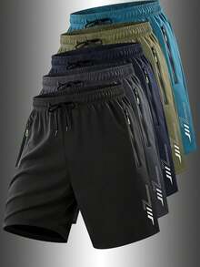 1件男友风柔软透气健身跑步运动短裤，夏季 - 黑色 - 查看 1