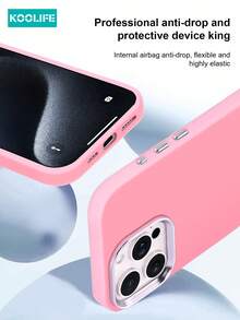 Koolife 1pc Skin-Friendly Colored Phone Case, Coated Lens Frame, PC+TPU Material, Separate Metal Buttons, Minimalist Fashionable, Anti-Drop Protective Case, Suitable For Apple 17/17 Pro/17 Pro Max - Pink - View 3