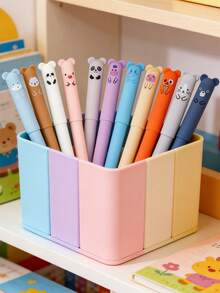 26pcs Bear Shaped Erasable Pens Set, Assorted Styles, 6pcs Pens + 20pcs Refills, 0.5mm Fine Tip, Colorful Ink, Built-In Eraser, Ideal For Note-Taking, Writing, Office & School Supplies, Great Gift - Multicolor - View 4