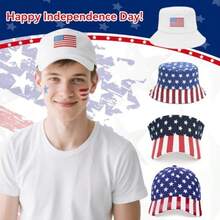 USA American Flag Ha For Women Men Red White And Blue Hat 4th Of  Patriotic Ha - Sun Protection Breathable - 美國國旗 02 - 查看 3