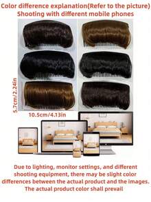 4片/1片装卷发垫，增发垫，蓬松发梳，适用于各种盘发造型 - 黑棕 - 查看 5